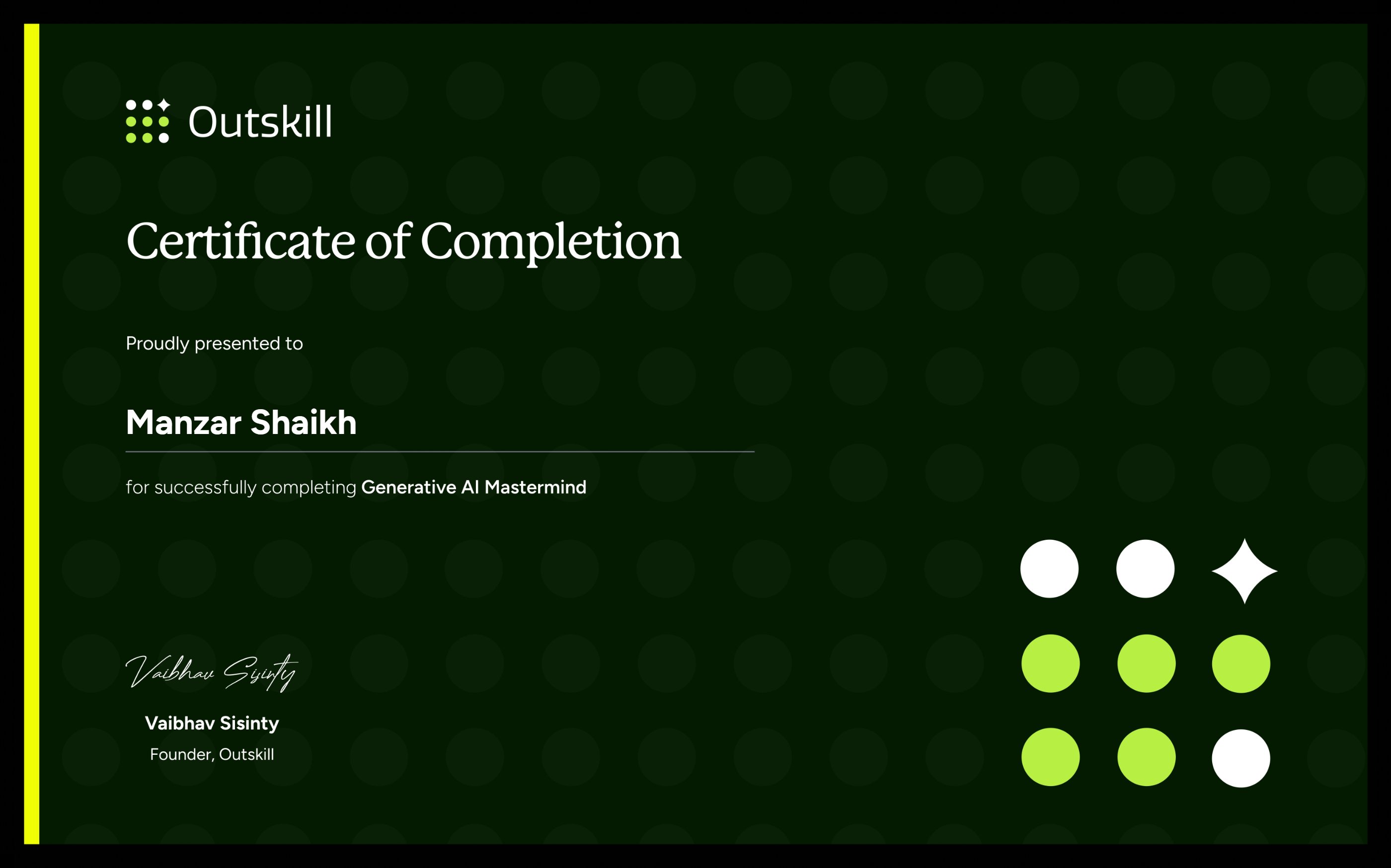 Generative AI Mastermind certificate — Outskill